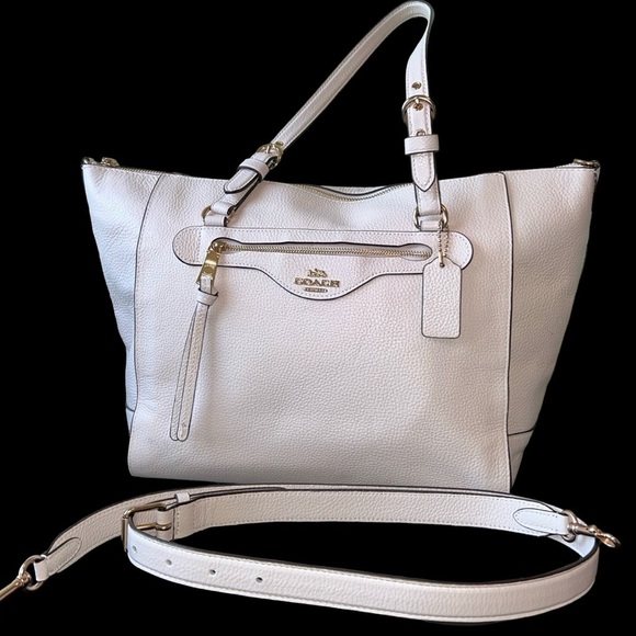 Authentic Coach C5690 “Kleo” Large Carryall Pebbled Leather Handbag in Chalk - Picture 6 of 12